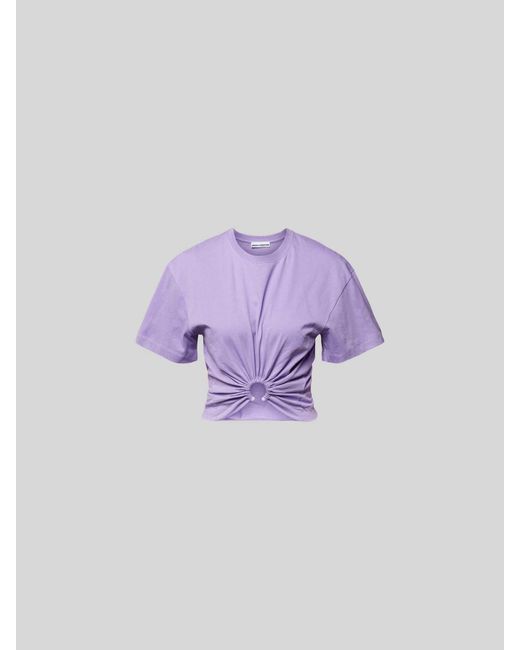 Rabanne Purple Cropped T-Shirt mit Raffungen