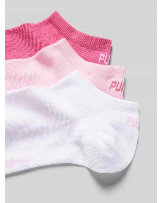 PUMA Pink Sneakersocken mit Label-Details im 3er-Pack