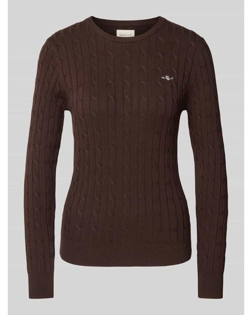 Gant Brown Strickpullover mit Zopfmuster