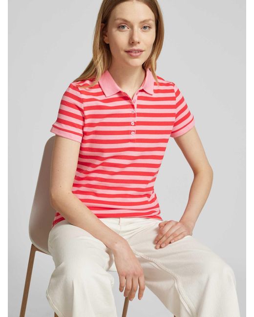 Christian Berg Women Regular Fit Poloshirt Met Structuurmotief in het Red