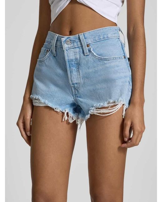 Levi's Blue Mom Fit Jeansshorts im 5-Pocket-Design Modell '501'