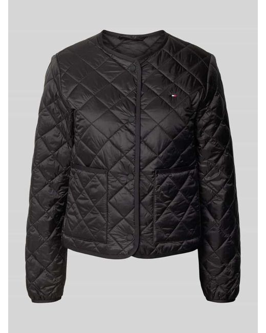 Tommy Hilfiger Black Regular Fit Steppjacke mit aufgesetzten Eingrifftaschen