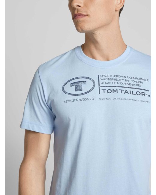 Tom Tailor T-shirt Met Labelprint in het Blue voor heren