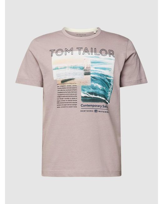 Tom Tailor T-shirt Met Statementprint in het Gray voor heren