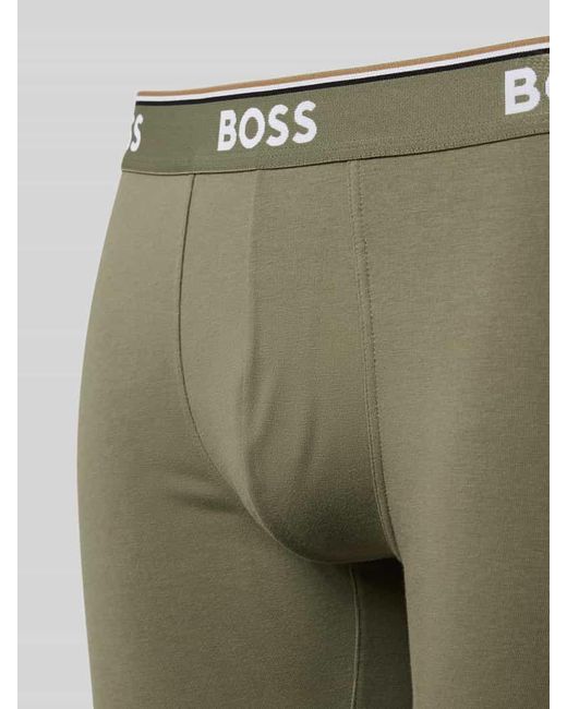 Boss Regular Fit Trunks aus Baumwoll-Elasthan-Mix im 3er-Pack in Green für Herren