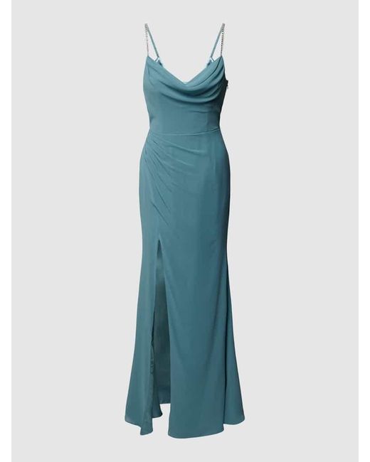 Luxuar Blue Abendkleid mit seitlicher Raffung