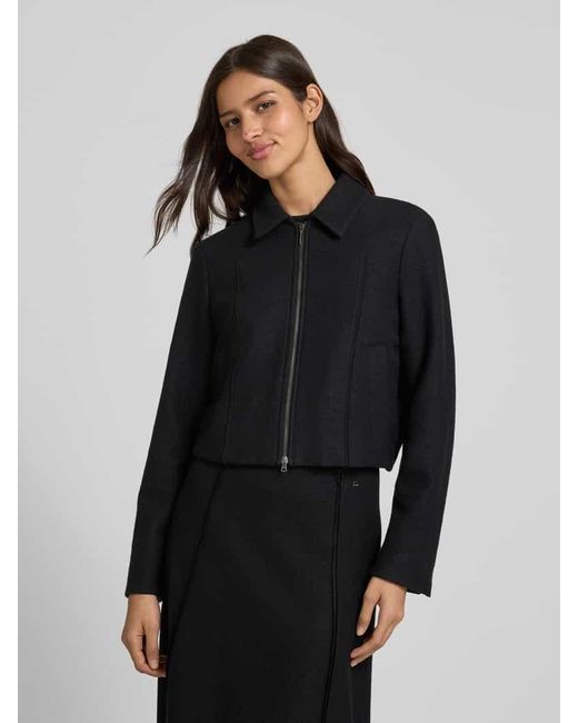 Marc Cain Black Regular Fit Blazer aus Schurwolle mit Zweiwege-Reißverschluss