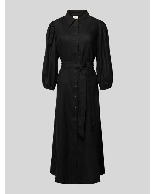 Y.A.S Midi-jurk Met Stoffen Ceintuur in het Black