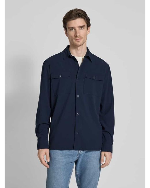 Casual Friday Regular Fit Overshirt mit Viskose-Anteil Modell 'AUGUSTO' in Blue für Herren