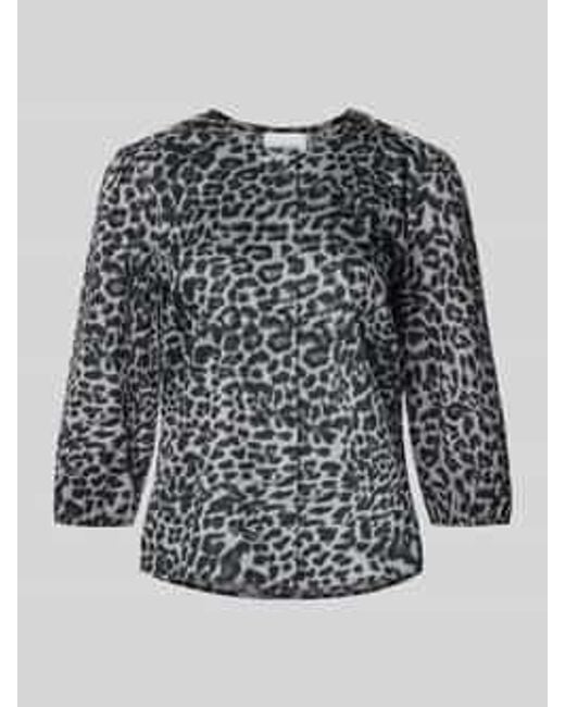 Comma, Regular Fit Blouse Met 3/4-Mouwen in het Black