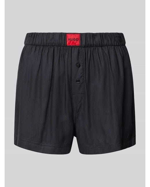 HUGO Black Pyjama-Shorts aus Viskose mit Label-Detail Modell 'JADE'
