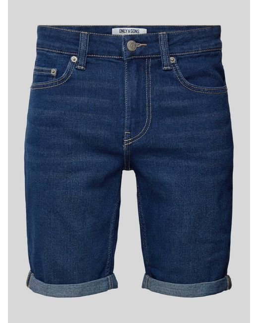 Only & Sons Korte Regular Fit Jeans in het Blue voor heren