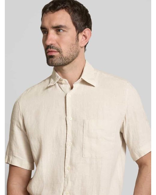 Marc O' Polo Regular Fit Leinenhemd mit kurzem Arm in Natural für Herren