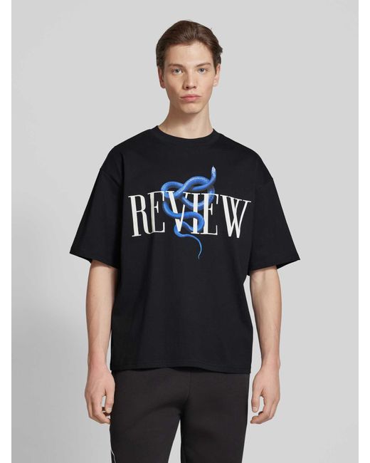 Review T-Shirt mit Label-Print und Rundhalsausschnitt in Black für Herren