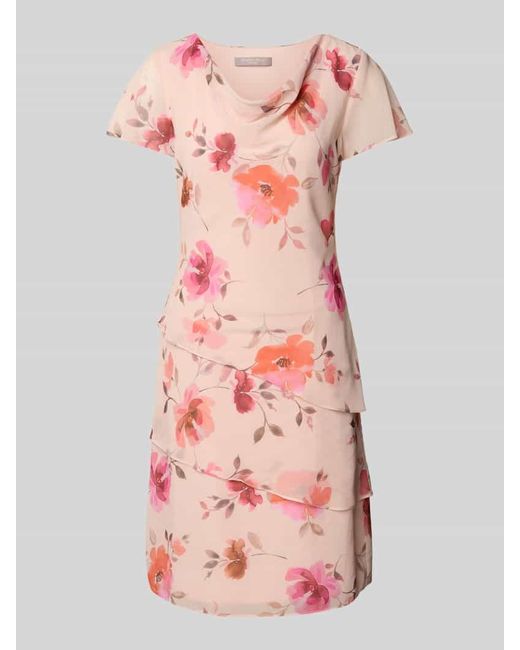 Christian Berg Cocktail Pink Knielanges Cocktailkleid mit Wasserfall-Ausschnitt