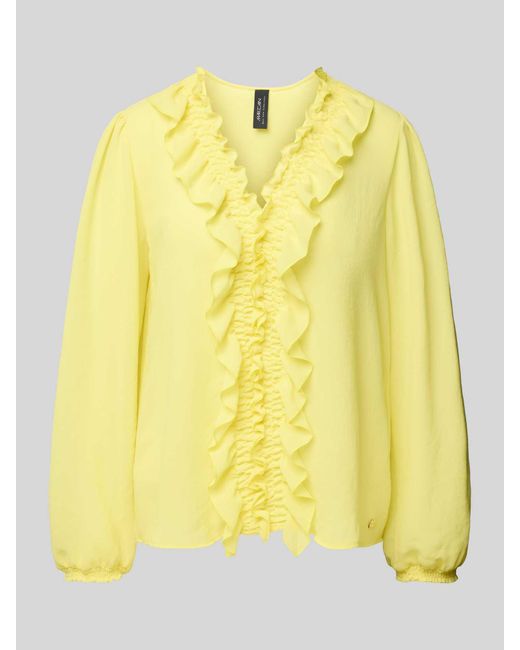 Marc Cain Regular Fit Blouse Met Ruches in het Yellow