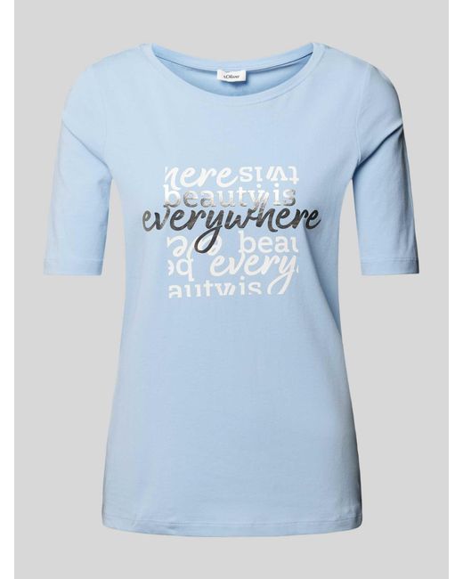 S.oliver Regular Fit T-shirt Met Statementprint in het Blue