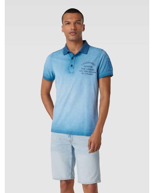 PME LEGEND Poloshirt aus reiner Baumwolle im Washed-Out-Look in Blue für Herren