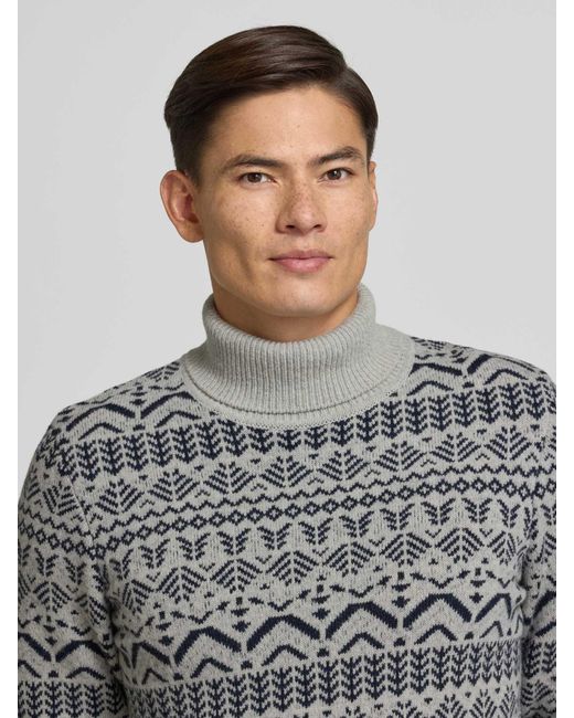 Brax Gebreide Pullover Met Ribboorden, Model 'Brian' in het Gray voor heren