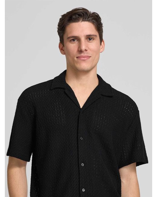 SELECTED Relaxed Fit Vrijetijdsoverhemd Met Platte Kraag in het Black voor heren