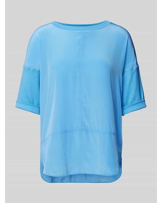 Marc Cain Blue T-Shirt in unifarbenem Design