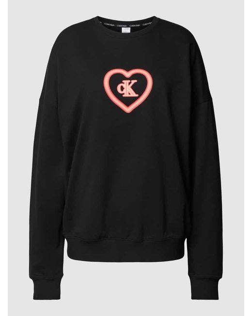 Calvin Klein Black Oversized Sweatshirt mit Label-Print