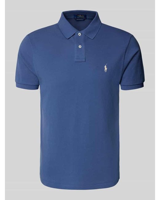 Polo Ralph Lauren Custom Slim Fit Poloshirt mit Label-Stitching in Blue für Herren