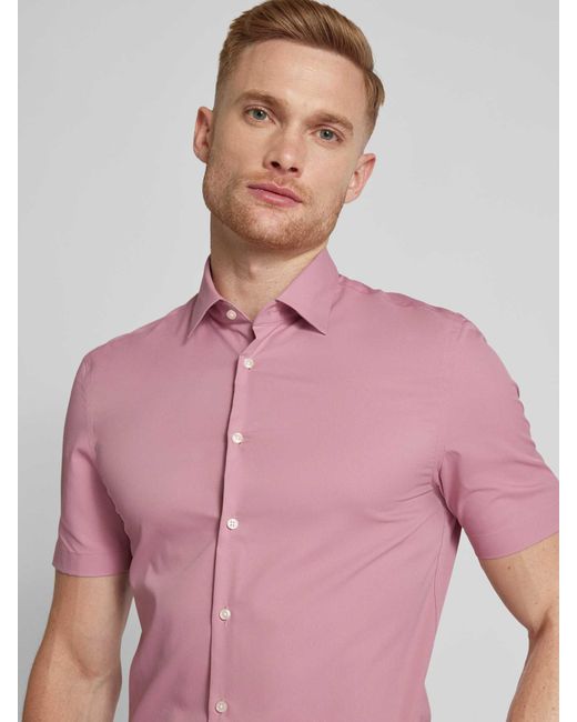 Jake*s Slim Fit Zakelijk Overhemd Met 1/2-mouwen in het Pink voor heren
