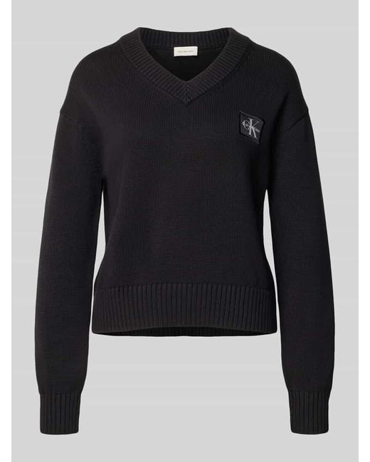 Calvin Klein Blue Strickpullover mit V-Ausschnitt