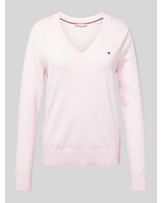 Tommy Hilfiger Gebreide Pullover Met Ribboorden in het Pink