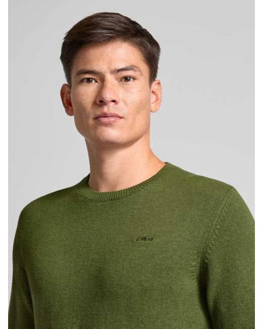 S.oliver Regular Fit Gebreide Pullover Van Puur Katoen Met Labelstitching in het Green voor heren
