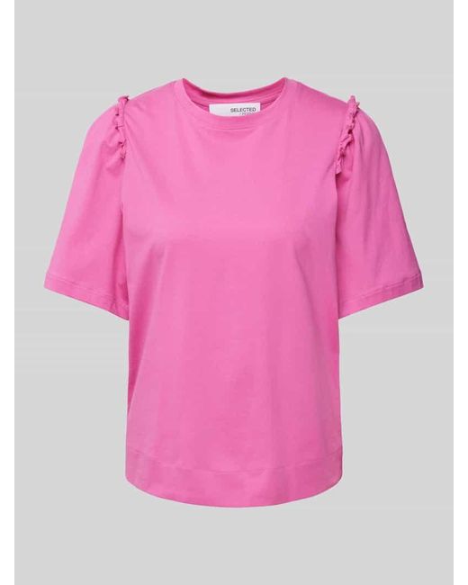 SELECTED Pink T-Shirt in unifarbenem Design Modell 'PENELOPE'