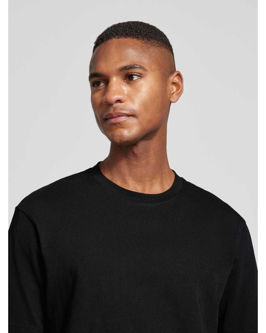 Drykorn T-shirt Met Geribde Ronde Hals in het Black voor heren