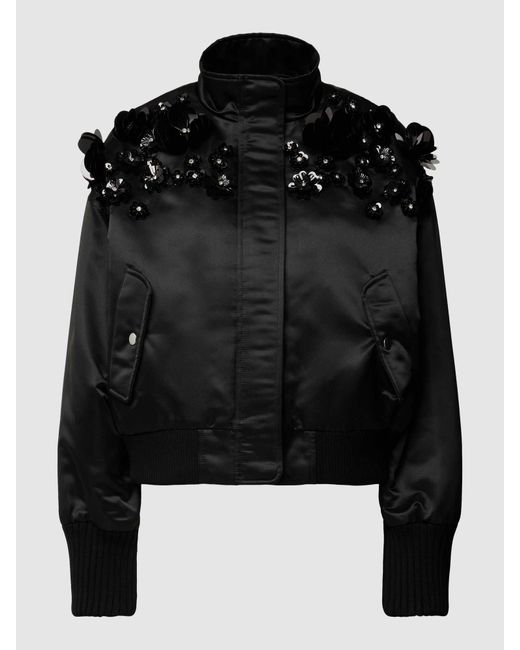 Essentiel Antwerp Black Jacke mit floralen Applikationen