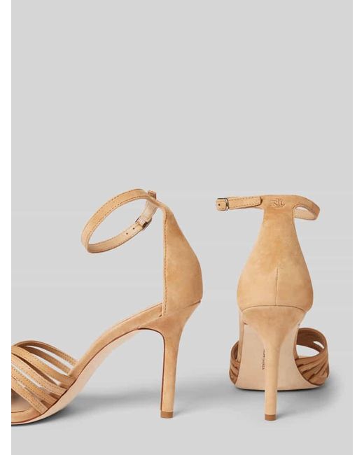 Ralph Lauren Natural Sandalette mit Pfennigabsatz Modell 'ALLIE'