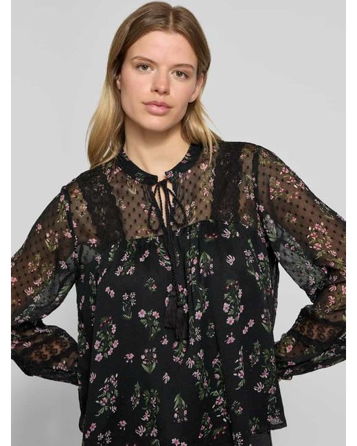 ONLY Black Regular Fit Bluse Mit Semitransparentem Arm Modell 'Tessa'