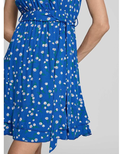 Apricot Mini-Jurk Van Viscose Met Strikceintuur in het Blue