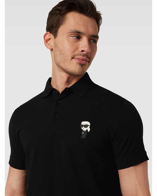 Karl Lagerfeld Regular Fit Poloshirt mit Label-Badge in Black für Herren