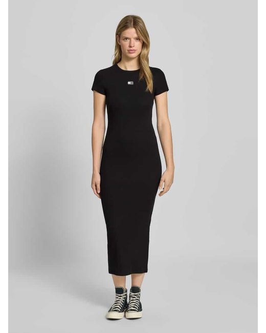 Tommy Hilfiger Black Körpernahes Midikleid aus Baumwoll-Mix
