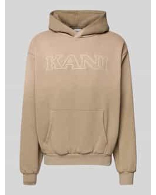 Karlkani Regular Fit Hoodie Met Logostitching, Model 'Retro' in het Natural voor heren