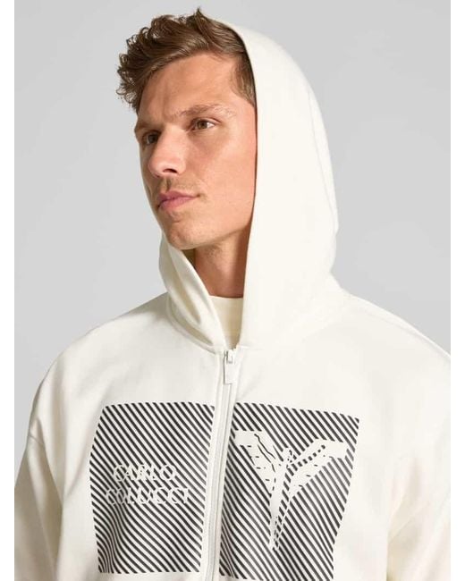 carlo colucci Sweatjacke mit Logo-Print und Zweiwege-Reißverschluss in Gray für Herren