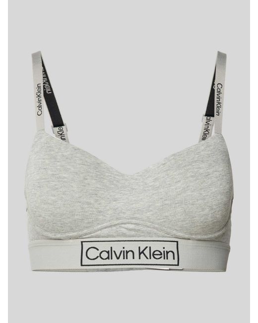 Calvin Klein Gray BH mit Label-Details und Hakenverschluss
