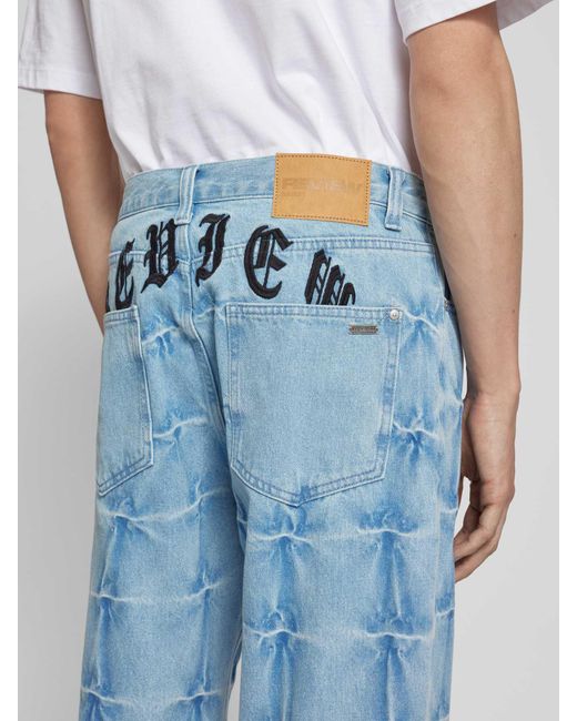 Review Baggy Fit Jeans mit Knopf- und Reißverschluss in Blue für Herren