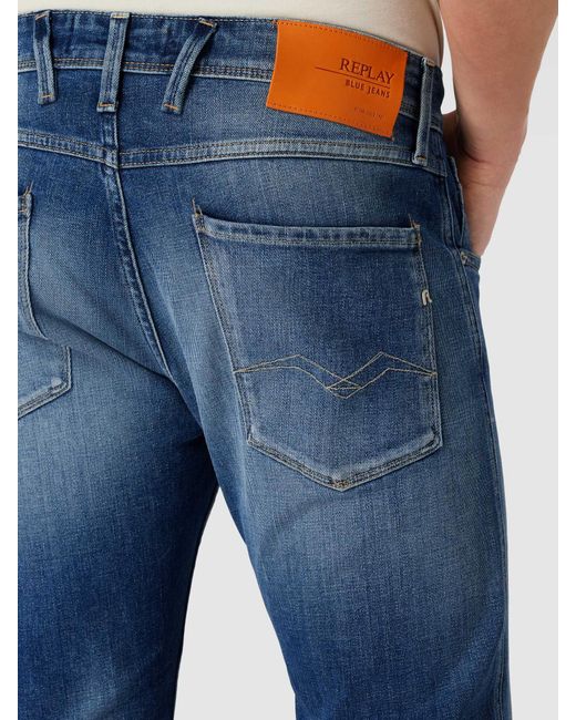 Replay Slim Fit Jeans im 5-Pocket-Design Modell 'Anbass' in Blue für Herren