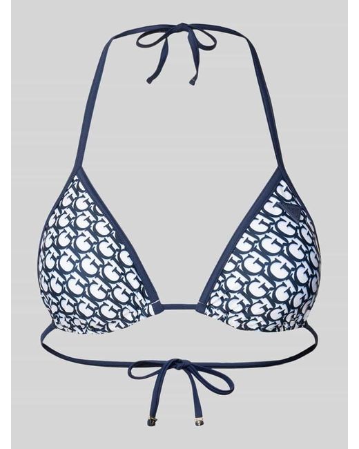 Guess Blue Bikini-Oberteil mit Label-Print
