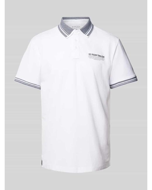 Tom Tailor Regular Fit Poloshirt mit Label-Print in White für Herren