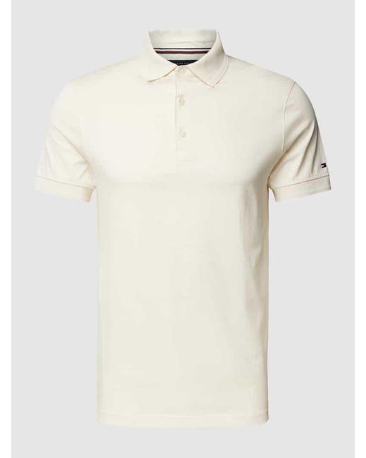 Tommy Hilfiger Regular Fit Poloshirt mit Logo-Stitching in Natural für Herren