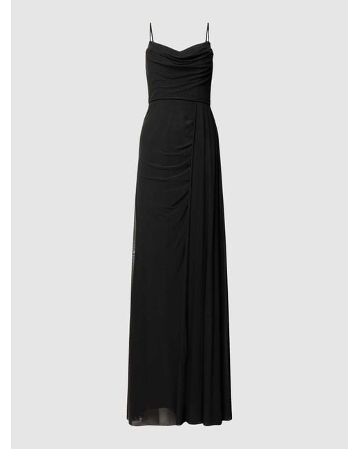 TROYDEN COLLECTION Black Abendkleid mit Wasserfall-Ausschnitt