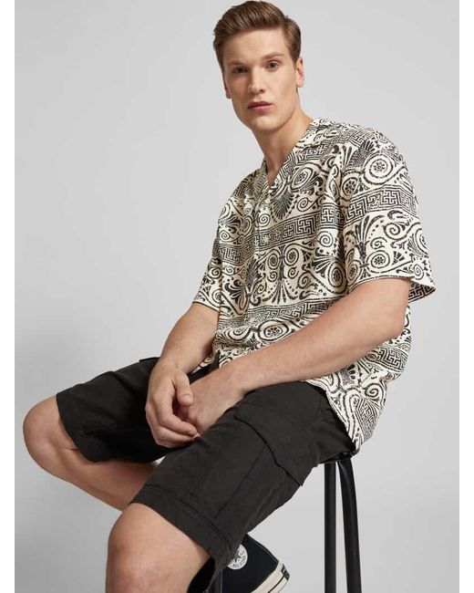 Redefined Rebel Regular Fit Freizeithemd mit Allover-Print Modell 'FLAKE' in Gray für Herren