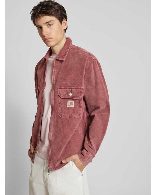 Carhartt Cordjacke mit Zweiwege-Reißverschluss Modell 'REYNOLD' in Pink für Herren